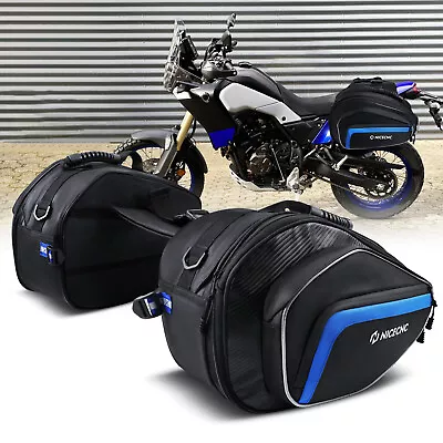 Blue Motorcycle Hard Saddle Bags Side Bags For Harley Honda Yamaha Universal • $75.99