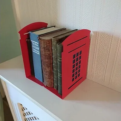 Pair Of Retro Telephone Box Bookends Metal Lightweight Please See Our Photos. • £14