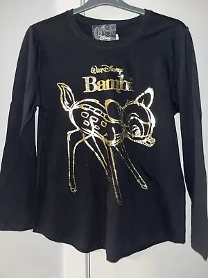 Disney Gold Bambi T-Shirt Tee L Womens Ladies (Size 14) Glitter Long Sleeve • $29.99