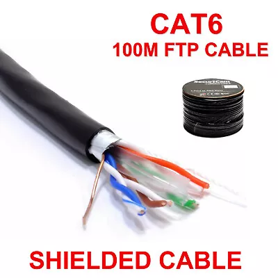 £57.95 • Buy 100m External SHIELDED CAT6 Outdoor Burial Use COPPER Ethernet Cable FTP Reel 