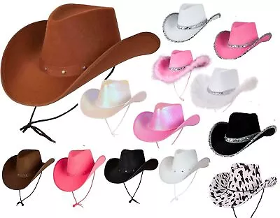 Texan Cowgirl Cowboy Hat Adult Fancy Dress Mens Ladies Texas Wild West Accessory • £9.49