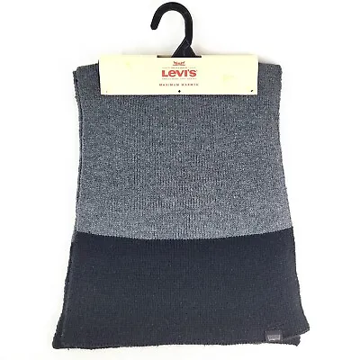 Levi's Rectangle Knit Scarf Men's Acrylic 52  X 11  Black Grey Colorblock New • $11
