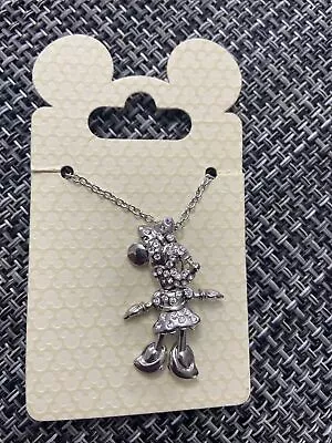 Authentic Original Minnie Mouse Necklace Disney Signed Silver Tone Rhinestones • $39.99