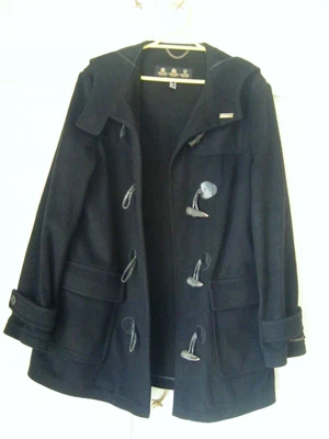 £20 • Buy Ladies Hooded Barbour Wool Duffel Jacket Black Size 16 Used Coat Badge Toggles