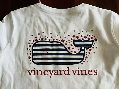 NWT Vineyard Vines White 4th Of July Patriotic Whale T-shirt Large 14 • $12.50