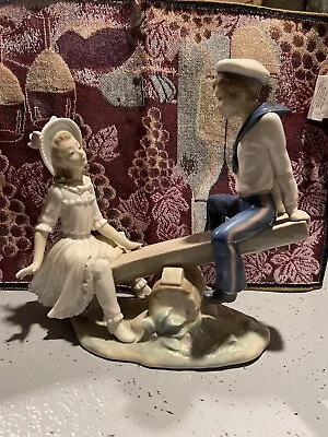 Lladro Figurines Collectibles Retired #1255 Girl And Boy Sailor On Seesaw. • $125