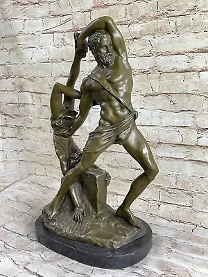 Hercules & Lichas Wrestling Bronze Sculpture Statue On Marble Base Greek Myth • $249.50