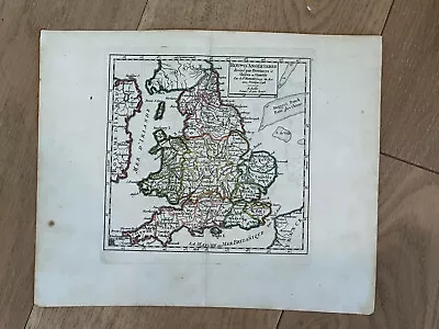 England Angleterre Original 1748 Vaugondy Hand Color Map • $39.99