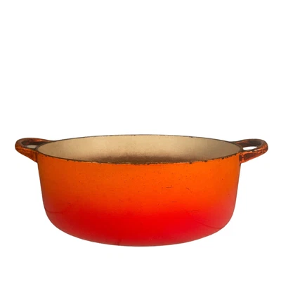 £15 • Buy Le Creuset Casserole Dish Vintage Cast Iron Enamel Pot Size D Orange Damaged