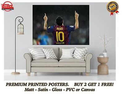 Lionel Messi Barcelona FC Football Large Poster Art Print Gift A0 A1 A2 A3 Maxi • $7.30