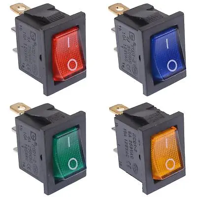 4 Pack Illuminated LED On/Off Rectangle Rocker Switch Car Dash 12V • £4.19