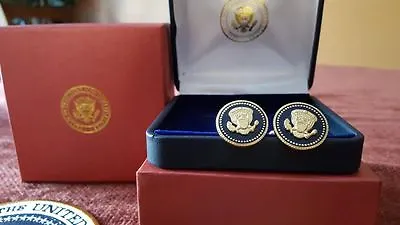 Cuff Links 24k Gold-plated Vvip George W Bush Presidential Blue Cobalt  • $44.99