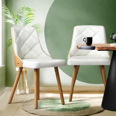 $219.90 • Buy Oikiture Dining Chairs Wooden Kitchen Chair Cafe Faux PU Leather Padded Seat 2x