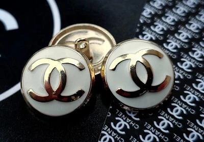 £39.62 • Buy 4 Chanel White Gold Round Steel Buttons 20 Mm Lot Of 4