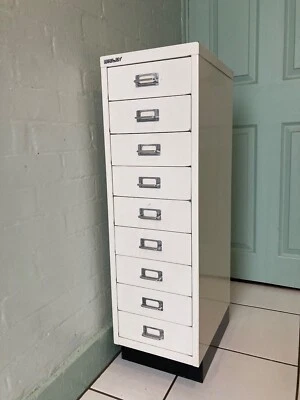 £0.99 • Buy White Bisley Metal Filing Cabinet, 9 Drawers