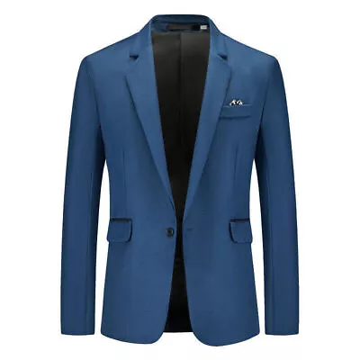 Autumn Winter Mens Solid Business Suit Coats Casual Work Formal Long Sleeve Coat • $34.39