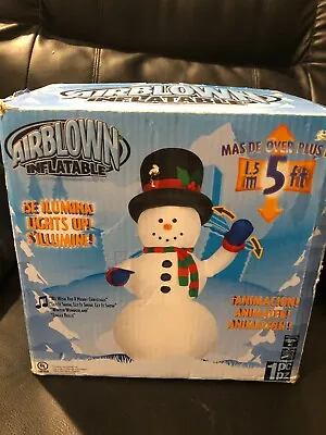 Gemmy 5ft Animated Airblown SNOWMAN Christmas SONGS & LIGHT UP  Inflatable NEW • $225.99