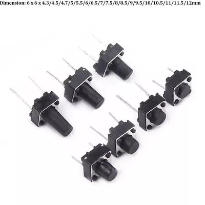 6x6mm Series Small Momentary Tactile Push Button Switch DIP 2 Pin PCB 10-100Pcs • $16.58