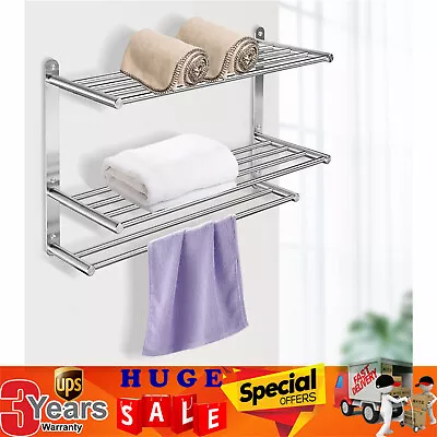 3 Layers Bathroom Wall Mounted Towel Rack Towel Rack For Hotel Stainless Steel • $31.02