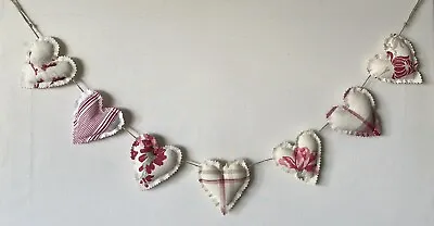 Heart Garland Bunting In Laura Ashley Cranberry Fabrics ~ Pussy Willow Wisteria • £11.50