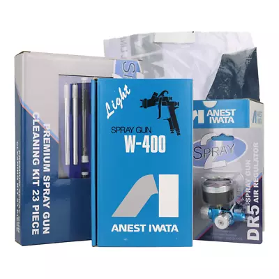 ANEST IWATA W400 6 Piece Kit BA2 1.3mm Gravity Spray Gun Incl Med Suit Pot Reg • $609.99