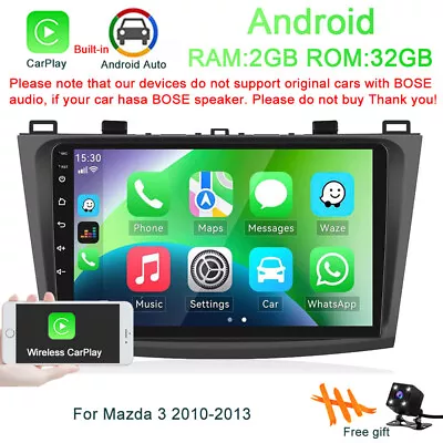 Android 13 Car CarPlay Radio GPS Navigation BT Stereo Wifi For Mazda 3 2010-2013 • $127.49