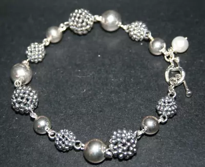Michael Dawkins Signed 925 Sterling Bracelet With Toggle Pearl 9  • $49.99