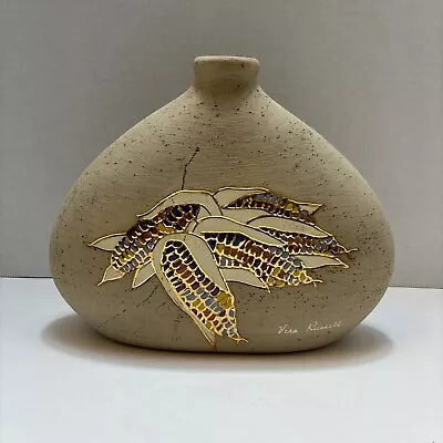 VERA RUSSELL Art Pottery Vase Southwestern 22kt Gold Signed~Corn • $59.99