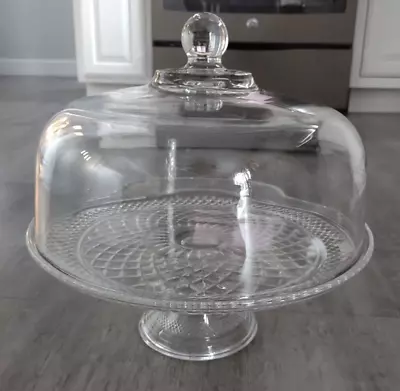 Vintage Anchor Hocking Wexford Cake Plate Stand Dome Cloche Punch Bowl Combo • $55