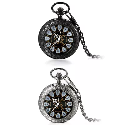 Mens Steampunk Hollow Mechanical Dial Pocket Watch Skeleton Retro Luxury Watches • $16.99