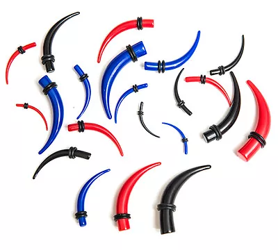 Ear Stretcher Kit Set Of Curved Tapers Expanders Tunnels Plugs Red Blue Or Black • £3.25