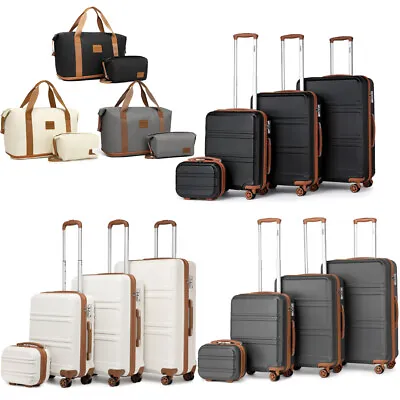 Hard Shell ABS Suitcase Set Trolley Case Travel Spinner 4 Wheels Cabin Luggage • £29.79