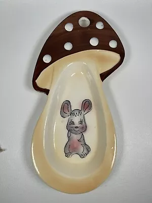 Vintage Enesco Ceramic Spoon Rest 70s Mushroom With Mouse • $14