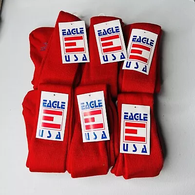 Vintage Eagle USA All Sport Tube Socks Red Polyester Rubber 6 Pair Pack • $26.99