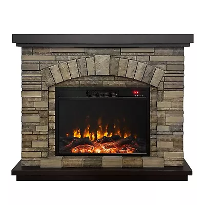 42 Faux Stone Mantel Infrared  Electric Fireplace With Timer&Remote Control • $409.99