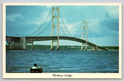 Postcard MI Mackinac Bridge World's Longest Suspension Bridge • $4.21