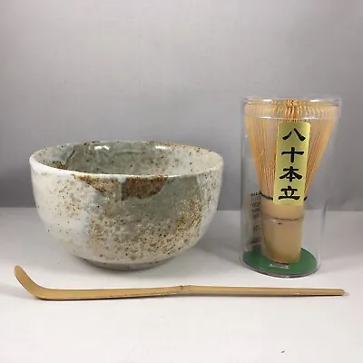 Japanese Yukishino Matcha Bowl Whisk Chashaku Scoop Tea Ceremony Set JAPAN MADE • $28.95