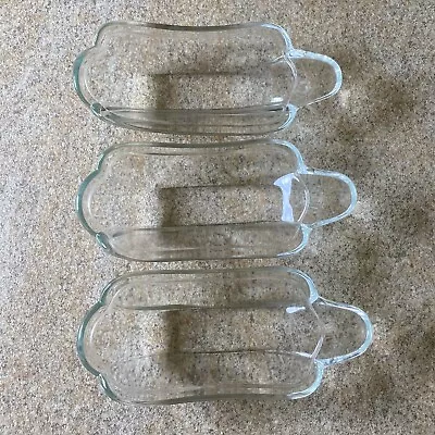 $15.99 • Buy Vintage Antique EAPG Zipper Glass Oblong Banana Split Ice Cream Dishes Set Of 3