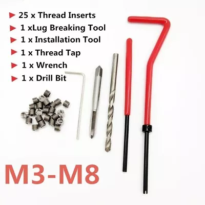 Metric Thread Repair Tool Insert Kit M3 M4 M5 M6 M7 M8 M10  Helicoil Car Coil US • $19.99