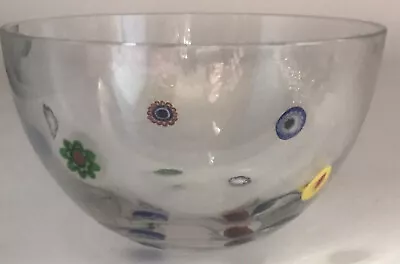 Clear Art Glass Bowl With 9 Millefiori Designs Pre-Owned • $12.99