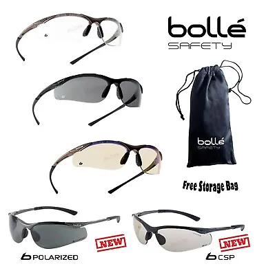 BOLLE CONTOUR Safety Glasses Clear Smoke ESP Lens Anti-Fog Anti-Scratch FREE Bag • £7.19