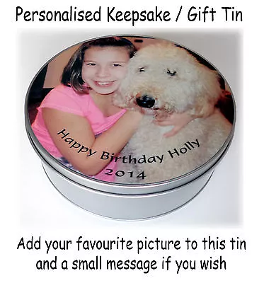 Personalised Keepsake Tin Personalised Gift Tin Large Tin Any Picture Message • £9.95