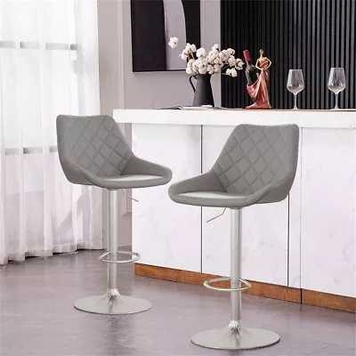 2X FATIVO Grey Bar Stools Premium Leather Ergonomic Kitchen Breakfast Barstools • $99.95