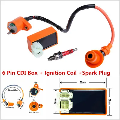 Racing 6 Pin Ignition Coil CDI+Ignition Coil+Spark Plug For GY6 50cc 125cc 150cc • $21.90