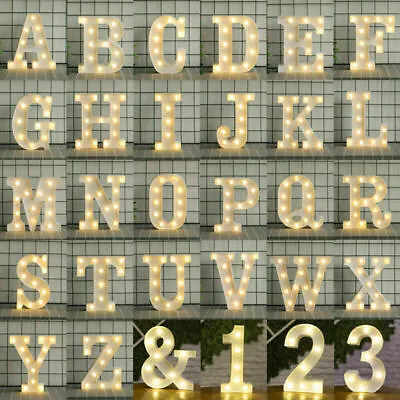 LED Alphabet Letters Lights Large Light Up Plastic Numbers Party Birthday Sign • £5.89