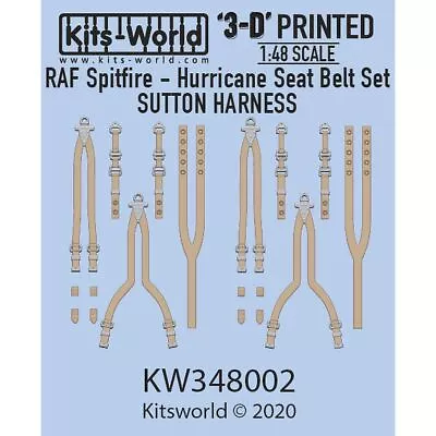 Kits-World KW3D148002 RAF Sutton Spitfire - Hurricane Seat Belt Set 1/48 • £6.95
