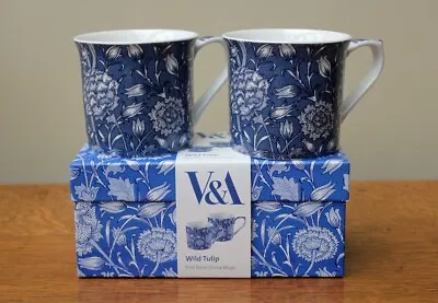 Set Of 2 Boxed V & A William Morris Wild Tulip Fine China Mugs • £18