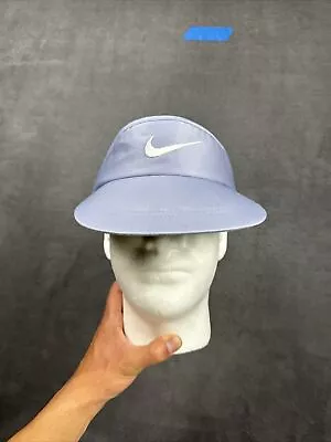 Vintage Nike Visor Cap One Size Fits All Adjustable Light Blue White Swoosh • $9.95