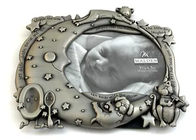 Malden Baby Photo Picture Frame Pewter Finish Hey Diddle Diddle Nursey Rhyme • $14