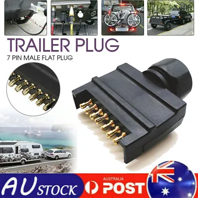 $13.29 • Buy 7 Pin Flat Trailer Plug Male & Female Socket Set Caravan Boat Adaptor Connector